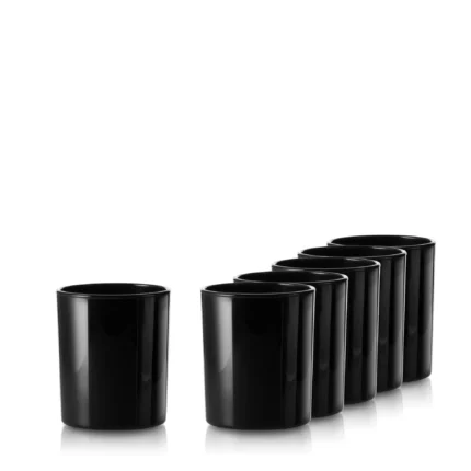 Czarne, błyszczące szklane słoiczki na świece 190 ml